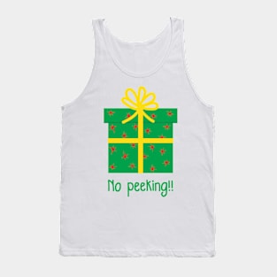 Christmas green Present Gift Box with yellow Ribbon - No Peeking! Tank Top